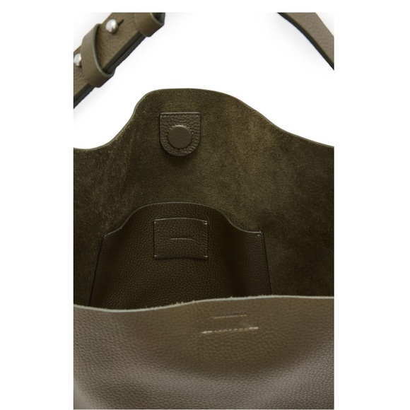 AllSaints Large Leather Tote w Pouch NWT Sycamore Green - Picture 4 of 10